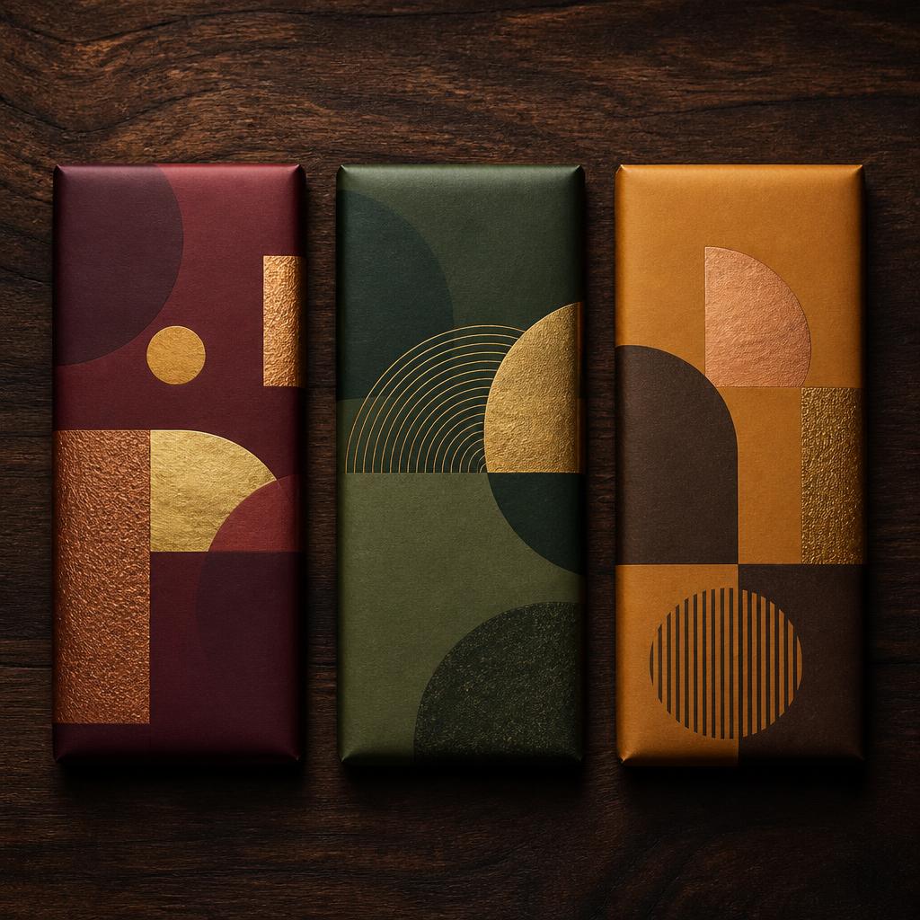 Artisan chocolate bar wrapper collection