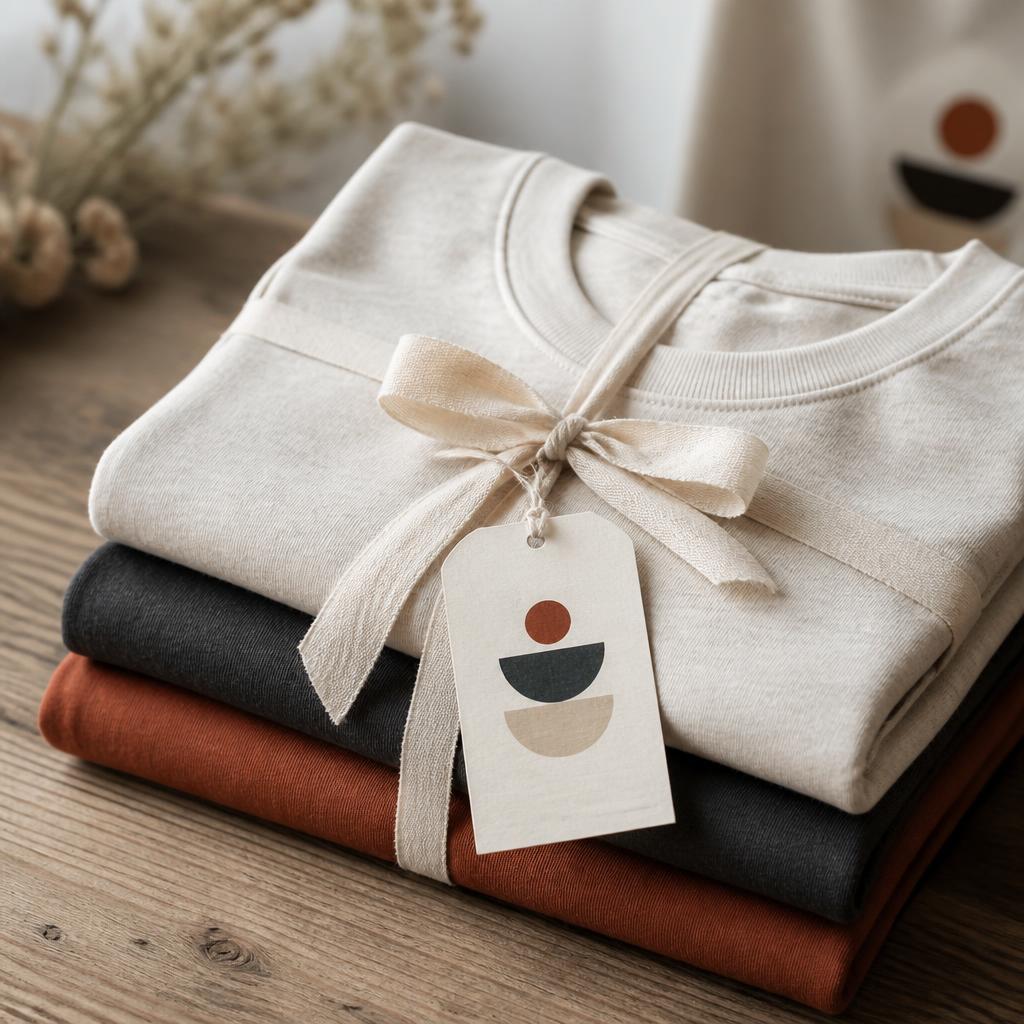 Folded apparel stack with paper hang tag