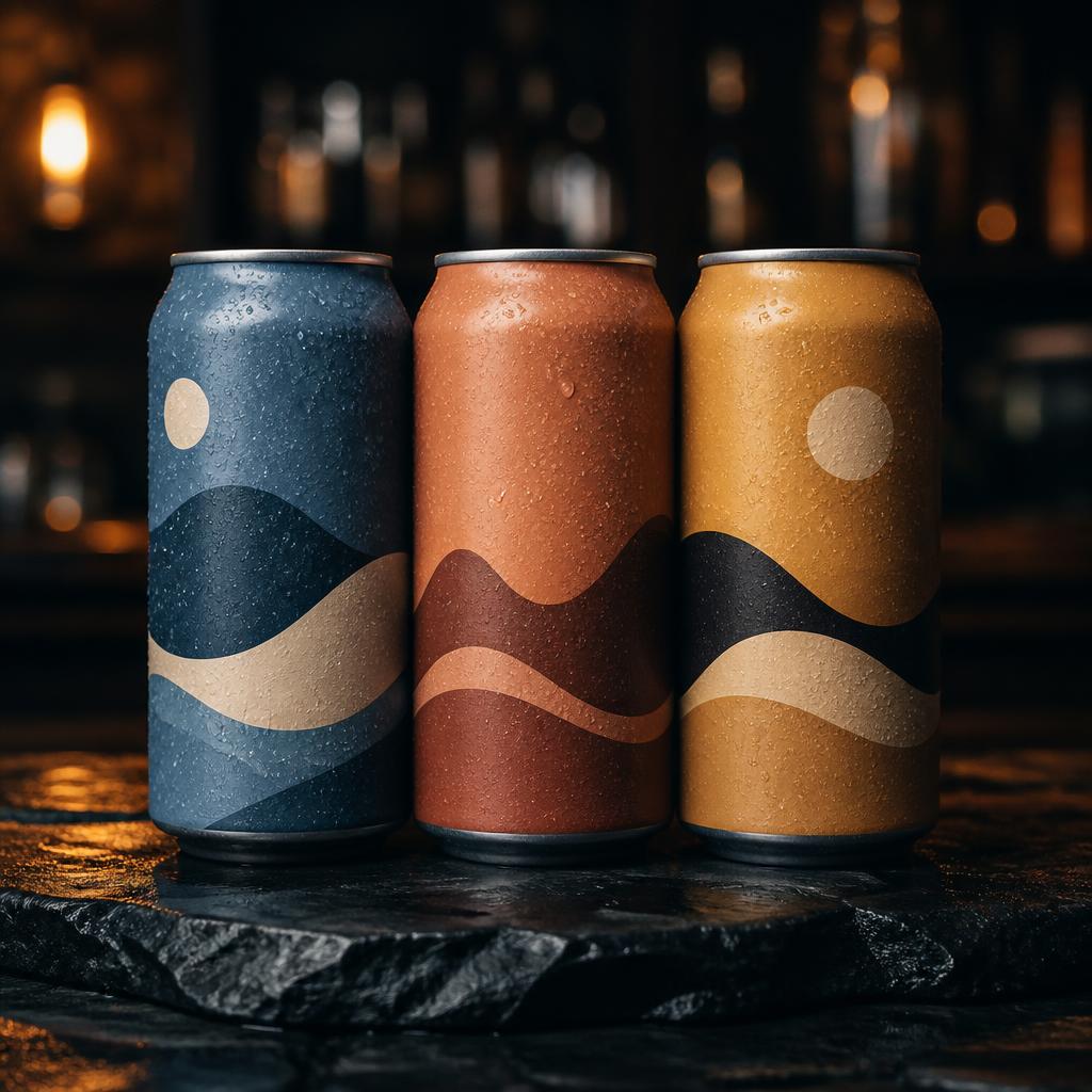 Craft beverage can trio with matte finish